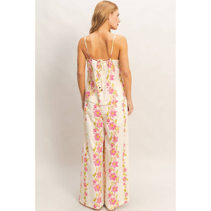 Floral Spaghetti Strap Top & Pants Set