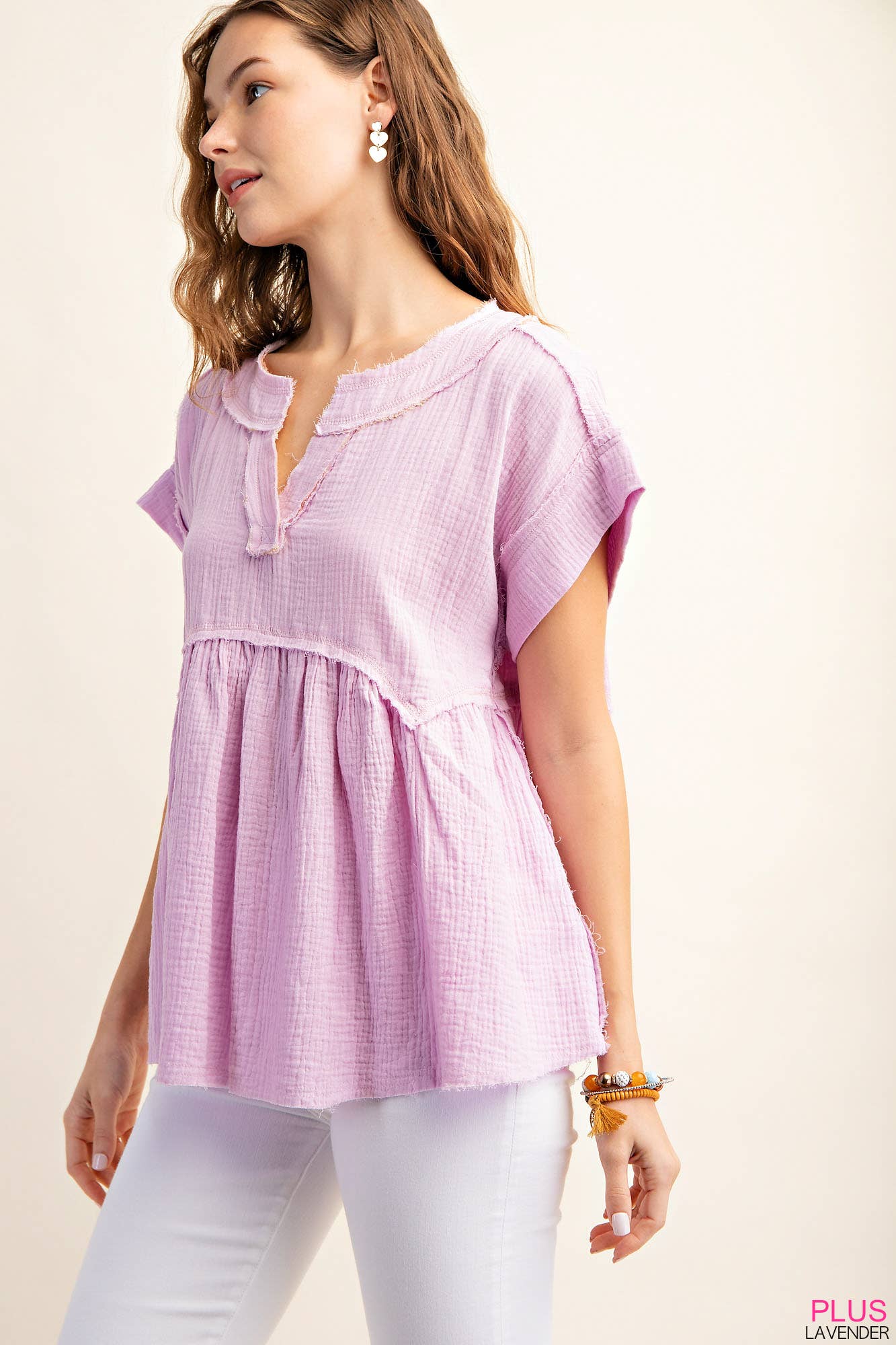 LINDSEY SHIRRED BABYDOLL TOP