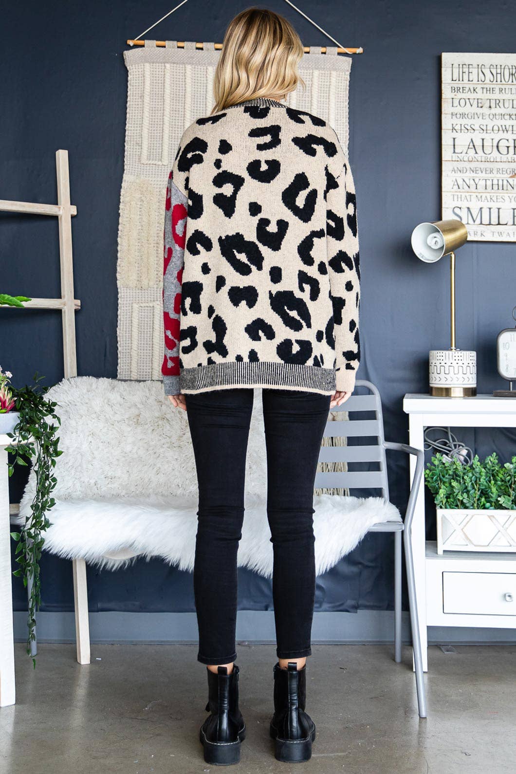 Lexi Leopard Print Blocked Sweater Cardigan