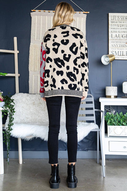 Lexi Leopard Print Blocked Sweater Cardigan