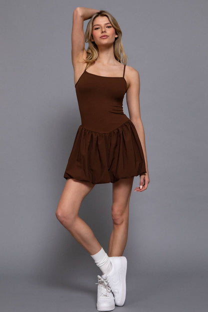 Naomi Neck Cami Bubble Hem Mini Skort Dress