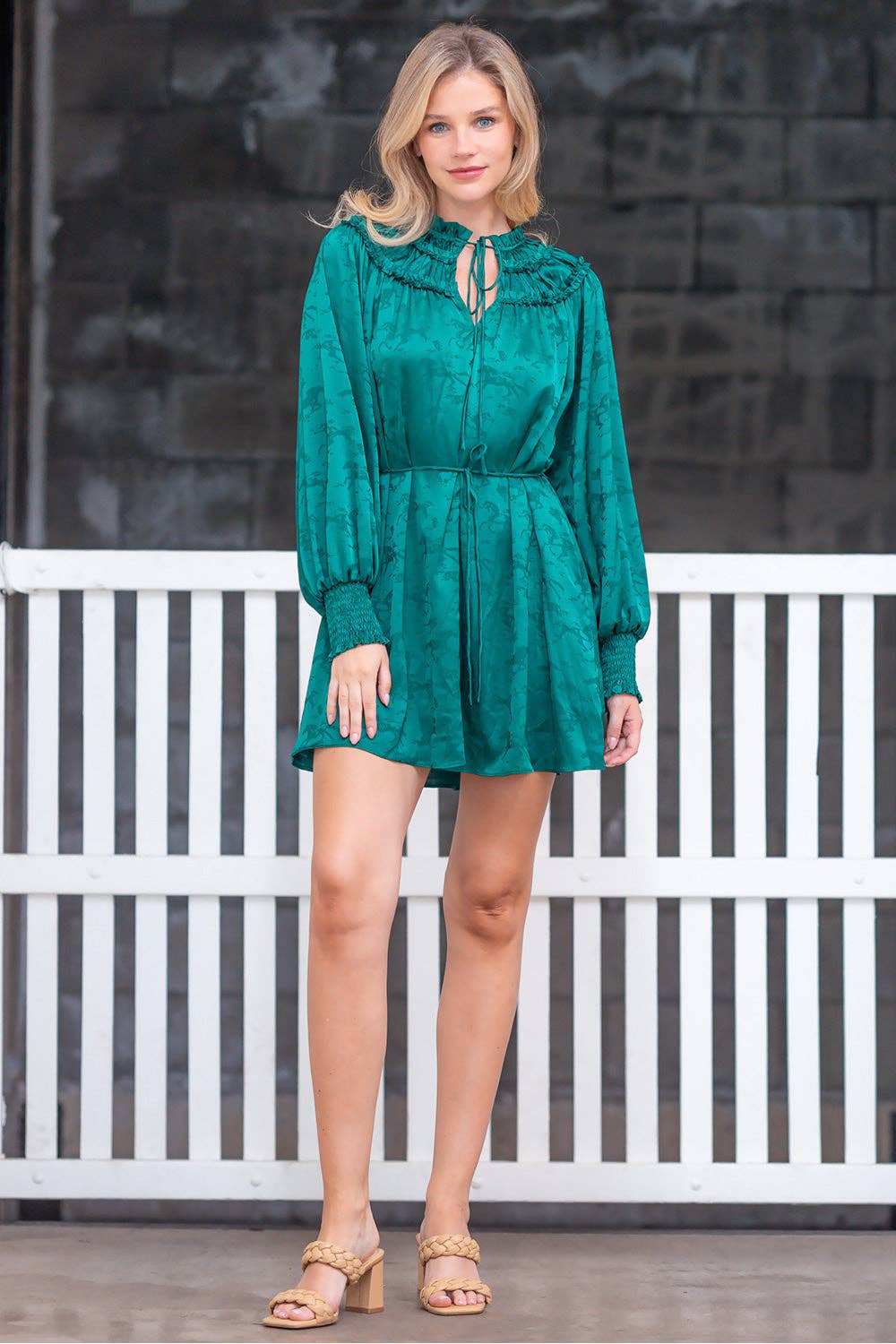 Holly Horse jacquard print long sleeve mini dress