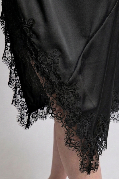 Halsey Halter-neck Lace Trim Midi Slip Dress