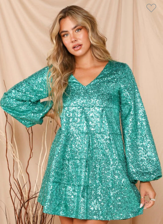 Sequin tiered mini dress